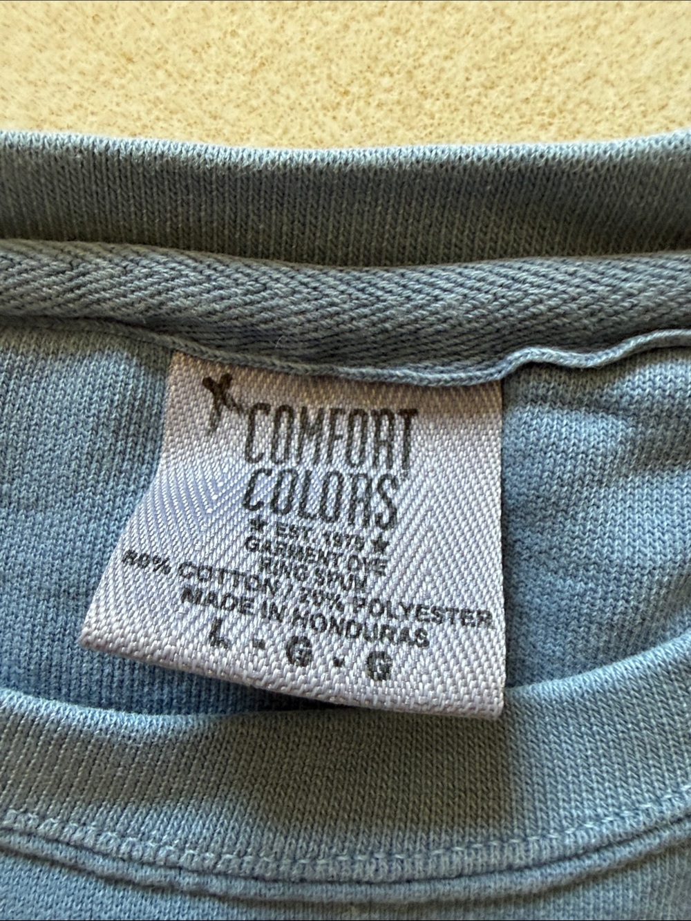 VINTAGE Comfort Colors Light Blue Embroidered Crewneck Sweatshirt Large L - Picture 3 of 7